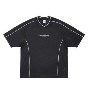 เสื้อยืดคอวีทรงปกติ ผ้าฝ้าย 100% ระบายอากาศได้ดี สไตล์เรโทร ลายโลโก้แบบกำหนดเอง เหมาะสำหรับฟุตบอลและสตรีทแวร์ - Product Image 5