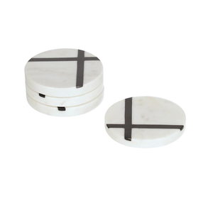 Sous-verres en marbre naturel écologiques, durables et lavables, avec technique de découpe pour dessus de table en pierre - Product Image 2