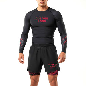 Conjunto de Rash Guard y Shorts de Lucha BJJ/MMA 2026, Diseño Personalizado, Elástico en 4 Direcciones, Transpirable, Ecológico, Manga Larga, Doble Capa - Product Image 1