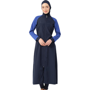 Nuevo Burkini de Dos Piezas para Mujer, Cuello Redondo, Corte Alto, Cierre Frontal Completo, Spandex/Poliéster, Estampado, Traje de Baño de Primavera - Product Image 2