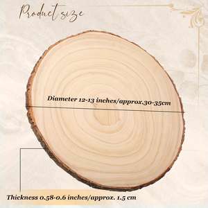 Rodajas de Madera Natural, 5 Piezas, Redondas, con Borde de Corte Natural, para Manualidades, Decoración Rústica para Bodas, Centros de Mesa, Troncos, China - Product Image 2