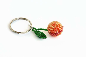 Peach Beaded Eco-Friendly Animal Pattern Simple Keychain for Women Fruit Accessory - Product Image 2