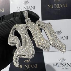 Colgante de Plata S925 con Letra Personalizada, Joyería Hip Hop, Diamantes Moissanite VVS Certificados IGI, para Hombre - Product Image 3