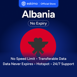 Eskimo Albanie 1 Go eSIM sans expiration des données, données de voyage, vitesse rapide 5G/4G, pas de carte SIM physique requise, S-AL-01 Numérique - Product Image 1