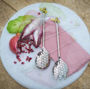 Latest High Standard Quality Metal Honey Comb Pattern <b>Serving</b> <b>Spoon</b> and Fork 18/10 - Product Image 5