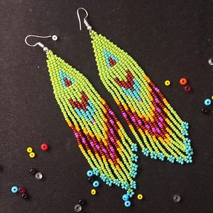 Pendientes Artesanales con Cuentas Bordadas a Mano para Mujer, Joyería de Moda, Estilo Étnico, para Festivales, Bodas y Celebraciones - Product Image 4