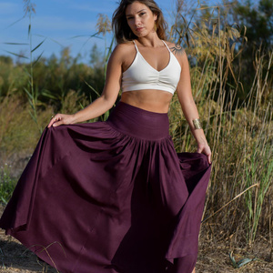 Falda Maxi de Cintura Alta, de Algodón y Rayón, Fluida, para Bailar, con Tela Ligera y Estilo Bohemio Informal - Product Image 4