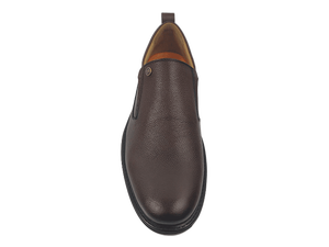 Mocasines de Cuero Genuino Color Marrón Tabaco, Punta Redonda, Sin Cordones, Suela de Goma Acolchada, Color Sólido, Para Todas las Temporadas, Logotipo Grabado - Product Image 3