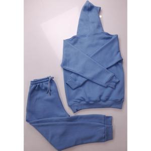 Survêtement 2 pièces à capuche de couleur unie bleu marine pour hommes, ensemble pantalon de survêtement et jogging à capuche pour l'extérieur - Product Image 2