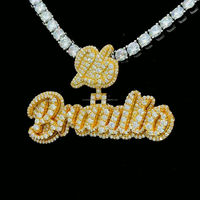 Pendentif personnalisé Braulio en lettres cursives, style hip-hop, tendance, avec nom serti de diamants, en argent, pour les occasions festives