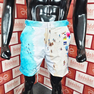 Shorts Blancos para Hombre con Rayas Azul Marino y Rojas, Cierre con Cordón, Secado Rápido, Traje de Baño Informal - Product Image 4