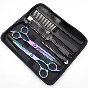 Ensemble professionnel de ciseaux de coiffure, ciseaux à effiler, peignes, couleur personnalisée, acier inoxydable, pour droitiers, manche long, tranchants et de haute qualité - Product Image 5