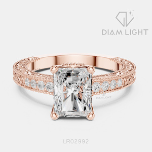 Bague de fiançailles et d'anniversaire fantaisie en or blanc 14 carats avec diamant de laboratoire taille radiant de 1,98 carat, couleur F+, clarté VS+, certifié IGI - Product Image 5