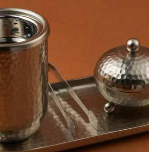 Juego de quemadores de incienso de oro martillado de lujo, accesorio de incienso de metal de primera calidad, incluye bandeja base resistente. - Product Image 2