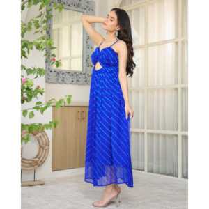 Robe évasée bleue Cannes XS Leheriya respirante à taille empire pour les occasions décontractées - Product Image 3