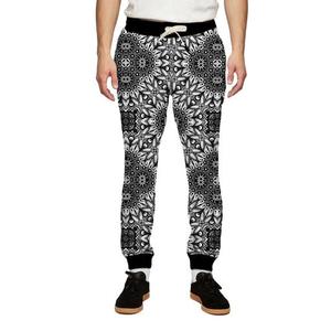 Men's Printed <b>Joggers</b> Elastic Waist Drawstring Sweatpants Black <b>White</b> Mandala Pattern Casual Autumn Wear 100% Polyester Pants - Product Image 1