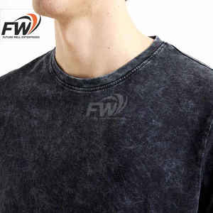 T-shirts en gros pour hommes 100% coton, délavés à l'acide, OEM ODM, haute qualité, col rond, pour l'été - Product Image 3