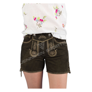 High Quality Men's German Lederhosen Shorts <b>Costume</b> Bavarian <b>Oktoberfest</b> Brown Antique 100% Genuine Cow Suede Leather Shorts - Product Image 2
