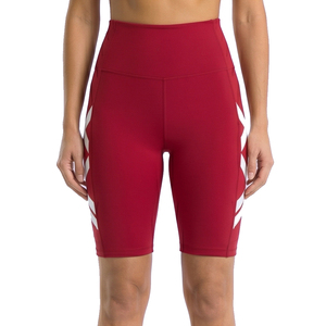 Women's High Waist <b>Red</b> Striped Yoga <b>Shorts</b> With Pockets Fitness Workout Compression <b>Shorts</b> Gym Wear Tight <b>Shorts</b> <b>Ladies</b> - Product Image 5