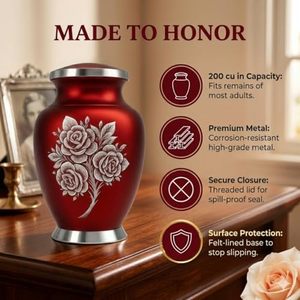 Urne funéraire en aluminium pour cendres d'adultes, modèle Elite, avec fermeture filetée sécurisée et durable, pour hommage commémoratif - Product Image 6