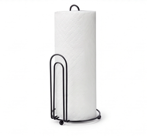 Porte-serviettes en papier de qualité supérieure avec revêtement en poudre argentée et base ronde, idéal pour une utilisation sur le comptoir de cuisine moderne et sur table. - Product Image 4
