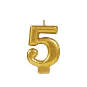 Vela metálica con números del 0 al 9 en diseño moderno, color oro y marfil, para usar en pasteles de cumpleaños y bodas. - Product Image 1