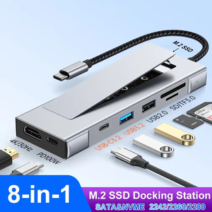 Base de Conexión 8 en 1 M.2 NVMe Tipo-C, Hub USB 3.2, PD100W, Aleación de Aluminio, Lector de Tarjetas SD y TF 2.1 para Laptop - Product Image 3