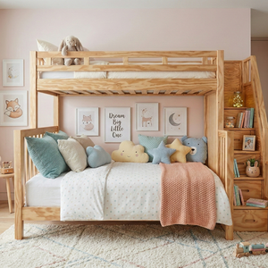 Convertible Natural Wood Bunk <b>Bed</b> for Child American <b>Pine</b> Plywood Casual Design Durable Living Room Furniture - Product Image 2