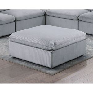 Contemporaneo 1 pz morbido pouf grigio scuro in velluto a coste con gambe in legno per sgabelli da salotto e pouf - Product Image 5