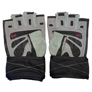 Gants de musculation professionnels gris et noirs avec bandes de maintien robustes pour les poignets |   Poignée antidérapante de qualité supérieure pour un équipement de musculation ultime - Product Image 2