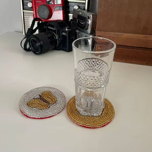 Sous-verres en perles de verre faits à la main MS HANDICRAFT - Cadeaux religieux classiques avec support en polyester (4x4 pouces) - Product Image 1