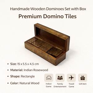 Handmade Indian Rosewood Wooden Dominoes Set with Box Premium Domino <b>Tiles</b> Antique Style Board Game Wholesale - Product Image 5