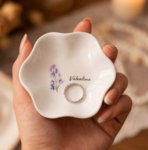 Decorative Ceramic Jewelry Tray Custom Logo Porcelain Trinket Dish Heart Shaped <b>Ring</b> <b>Plate</b> For Home Decor - Product Image 5