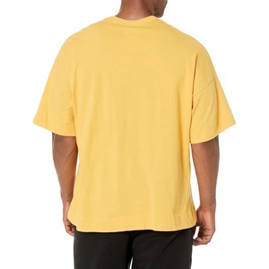 Camiseta de algodón de punto de manga corta con cuello redondo para hombre, color liso, ajuste oversize, estilo casual, pesada, streetwear, amarilla - Product Image 2