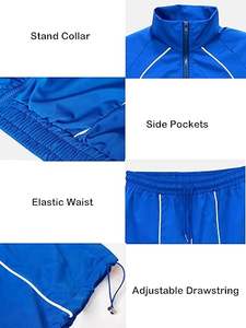 Ensembles de survêtements pour femmes en coton 100% bleu et blanc, tailles plus, hiver, col pliable, veste respirante à séchage rapide - Product Image 5