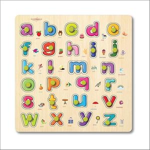 Puzzle en bois à bouton rotatif : Petits chiffres et lettres anglaises – Jouet éducatif en bois pour tout-petits – Planche éducative en bois avec petits chiffres et lettres - Product Image 1