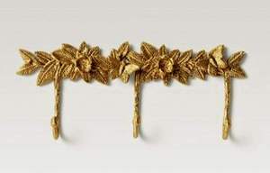 Vintage Floral <b>Metal</b> Wall Hooks 3-Piece Set Antique Gold Finish <b>Clothing</b> Storage Rack Decorative Hook <b>Rail</b> - Product Image 6
