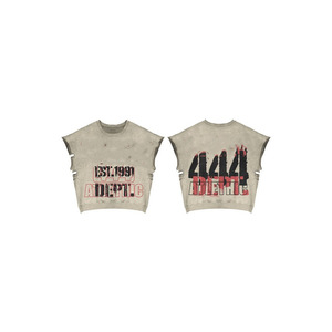 Camiseta 100% algodón para hombre, corte holgado, estampada, premium, 220 GSM, sin mangas, blanca, multicolor, gráfica, con efecto desgastado. - Product Image 3