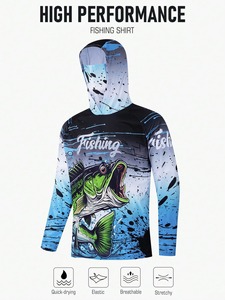 เสื้อตกปลาผู้ชายแบบกำหนดเอง UPF 50 แห้งเร็ว ระบายอากาศได้ดี แขนยาว โพลีเอสเตอร์ สำหรับกิจกรรมกลางแจ้ง ตกปลา  แบบซับลิเมชั่น คุณภาพสูง - Product Image 2