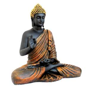 Figura Decorativa de Buda Meditando en Resina |   Decoración del Hogar |   Estatua de Ídolo, Figura, Murti |   Estatua Budista Tibetana - Tamaño Grande 14.5" de Altura - Product Image 4