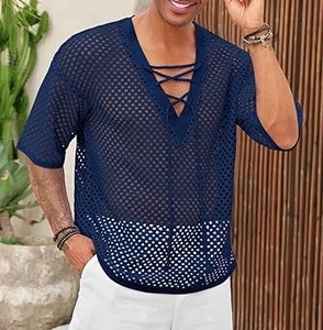 Camiseta de malla de algodón 100% para hombre, transparente, transpirable, para deporte, gimnasio, entrenamiento, venta al por mayor - Product Image 5