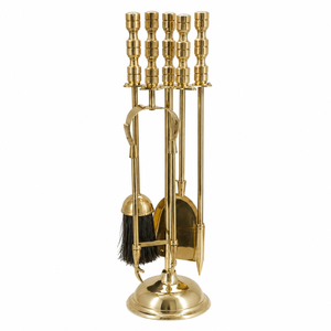 Juego de Herramientas para Chimenea de Latón Vintage de Lujo, Kit de Accesorios para Chimenea con Pala, Cepillo, Pinzas y Soporte para el Hogar - Product Image 5