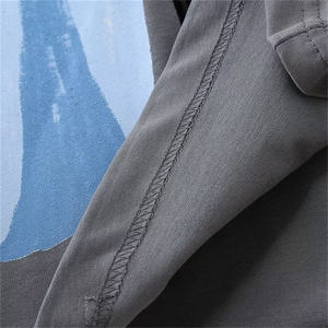 T-shirt gris à col rond et manches courtes pour femme, 100 % coton, coupe ample, couleur unie, décontracté, tricot jersey respirant, printemps-été - Product Image 6