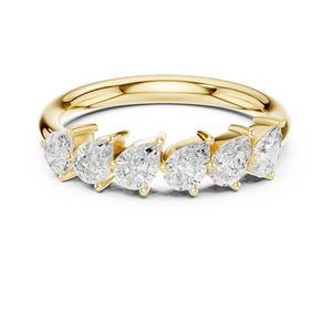 Anillos de Compromiso de Moda con Certificación IGI, Diamante Cultivado en Laboratorio de Corte Pera de 1.5CT en Total, Banda de Media Eternidad, Oro Amarillo de 14K, para Bodas y Fiestas - Product Image 1