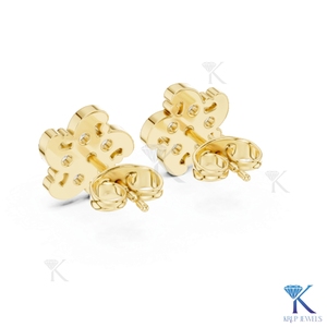Lab Grown Diamond Minimalist Floral Pinwheel <b>Stud</b> Earrings 6 Stone Cluster 14K 18K Solid Gold Fine Women Jewelry Wedding Party - Product Image 6