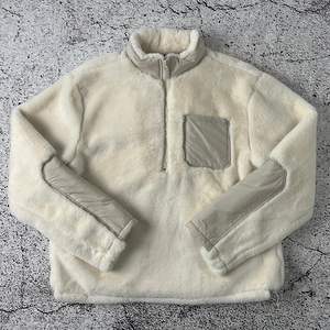 Custom Outdoor Winter Thick Warm Patchwork Color Block Half-zip Polar <b>Sherpa</b> <b>Fleece</b> <b>Jacket</b> <b>Men</b> - Product Image 4