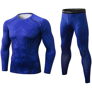 Survêtement de compression camouflage pour homme, manches longues, col rond, séchage rapide, coupe sportive, léger, en spandex et polyester, idéal pour l'été - Product Image 2