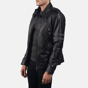 Vestes slim tendance pour hommes, vestes en cuir véritable pour hommes, vestes en cuir personnalisées avec logo, vestes en cuir pour motards. - Product Image 2