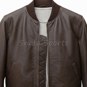 Genuine Leather Regular Coat Men's Fashionable Breathable Windproof Winter Front Leather Jacket For Sale - Product Image 3
