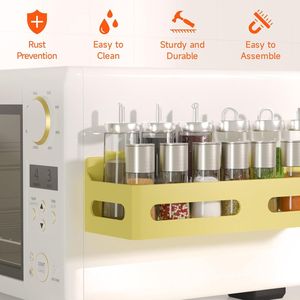 4 Pack Strong Magnetic Spice Rack for Refrigerator Multipurpose 4-Hook <b>Shelf</b> Organizer for <b>Kitchen</b> & Bathroom - Product Image 3